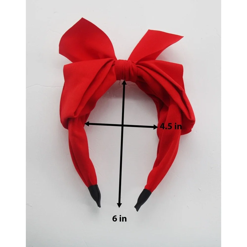 Kids Red Oversized Bow Headband Classic Holiday Party Hair Accessory